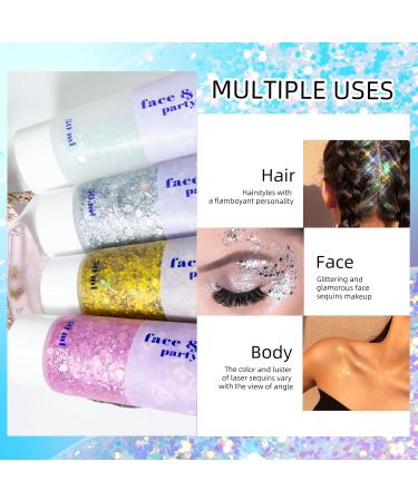 Prreal Body Glitter 50ml - Mermaid Sequins Chunky Glitter Gel Kit for Festivals & Makeup | Long-Lasting Silver Glitter - Buy Online on GoSupps.com