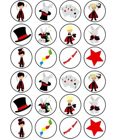 PRECUT 24 Magician Boy Theme Edible Cupcake Toppers - Premium Thickness SWEETENED VANILLA - Stand Up Disc Wafer Cake Decorations - Buy Online on GoSupps.com