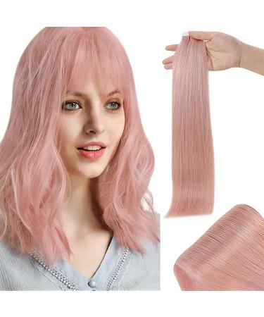 RUNATURE Tape in Hair Extensions 18 Inch Pink Human Hair Extensions 25g 10Pcs Tape in Hair Extensions Real Human Hair Invisible Pink Tape Extensions 18 Inch Tape #Pink