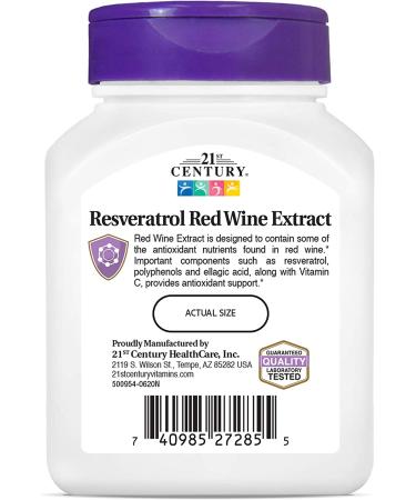 21st Century Resveratrol Red Wine Extract - 90 Capsules for Antioxidant Support - Buy Online on GoSupps.com