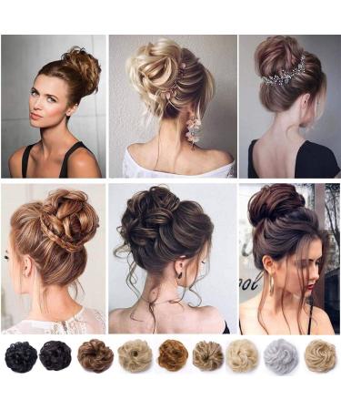 Dark Brown Messy Curly Hair Bun Scrunchie Extension | Wavy Ponytail Donut Chignon Hairpiece - Buy Online on GoSupps.com