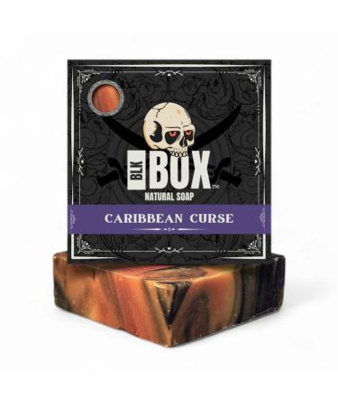 Black Box USA MADE 5oz Men's Natural Bar Soap Made from Moisturizing Natural Oils - Handmade Cold Process Soap with No Harsh Chemicals Orange Amber Vanilla & More (CARIBBEAN CURSE)
