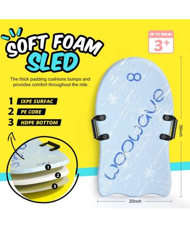 WOOWAVE 36 Inch Foam Snow Sled for Kids - Lightweight Toboggan with PE Core and Slick Bottom (Blue) - Buy Online on GoSupps.com
