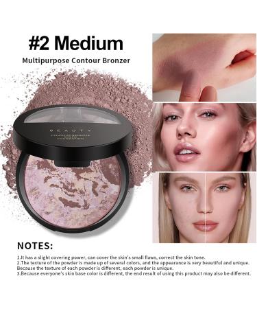 Baked Powder Foundation Setting & Finishing Powder for Long-lasting Natural Makeup - Oil Control Brightening and Lightweight Formula (#2 Medium contour) 11 g (Pack of 1) #2 Medium - Buy Online on GoSupps.com