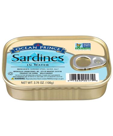 Ocean Prince Sardines in Water 3.75 oz Cans - Pack of 12 | Premium Quality Seafood - Buy Online on GoSupps.com