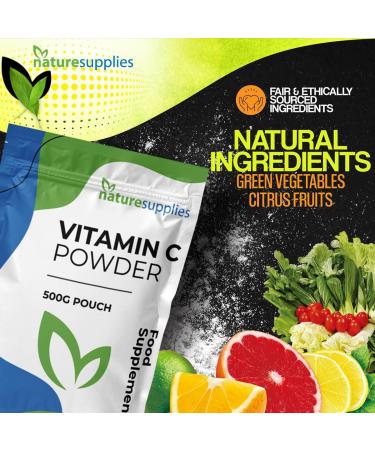 Vitamin C Powder 500g Ascorbic Acid UK Non GMO - Pharmaceutical Grade - Vegan-Friendly - Naturesupplies 500g - Buy Online on GoSupps.com