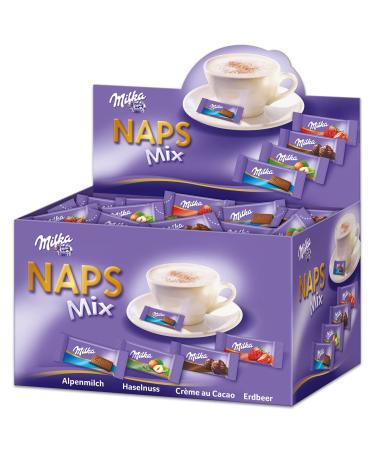 Milka Naps Mix 1 x 1.702 kg mini chocolate bars made from Alpine milk strawberry hazelnut and cr me au cacao - Buy Online on GoSupps.com