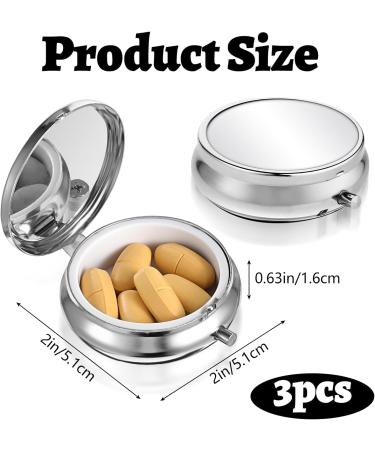 3 Pcs Portable Pill Case - Travel Multi-Functional Organizer for Vitamins & Supplements - Cute Metal Design - Ideal for Purse & Pocket - Buy Online on GoSupps.com