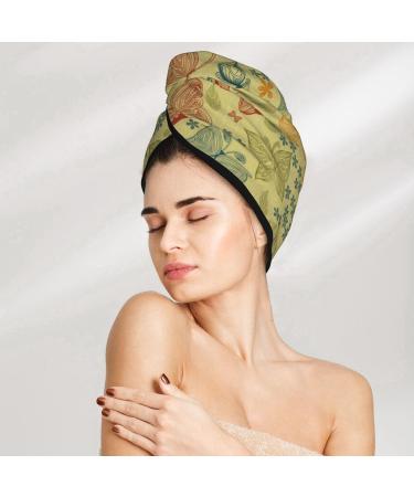 Floral Butterfly Microfiber Hair Towel Soft Absorbent Wrap for Long Curly & Thick Hair - Quick Dry Coral Velvet for Women - Buy Online on GoSupps.com