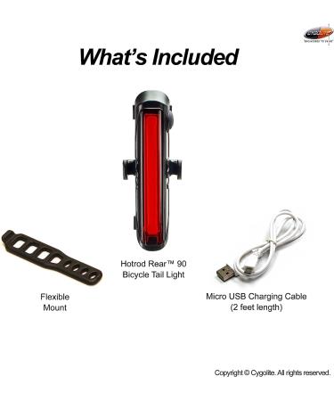 Cygolite Hotrod 90 Lumen Bike Tail Light | USB Rechargeable | 6 Night & Daytime Modes | Wide Glowing LEDs - Buy Online on GoSupps.com