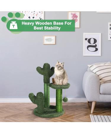 T2Y Cactus Cat Scratching Post - 3 Scratch Posts with Dangling Bell Ball - Premium Sisal Scratcher for Indoor Cats - Buy Online on GoSupps.com