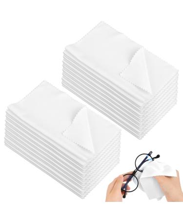 30 Pcs Microfiber Cleaning Cloths Eyeglass Cleaning Cloth 15 X 18cm Microfibre Glasses Cleaning Cloths for Glasses Screens Tablets Tv Screens Cameras and More (White)