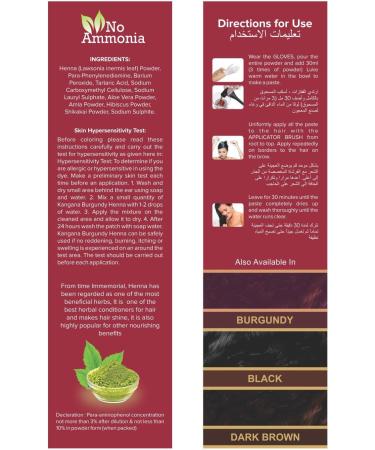 Kangana Burgundy Henna Powder - 100% Grey Coverage Natural Hair Dye 5x30g Pouches - Pack of 3 - Buy Online on GoSupps.com