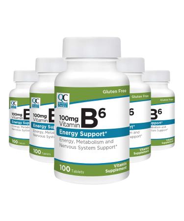 Quality Choice Vitamin B6 100 mg Tablets (Pack of 5)
