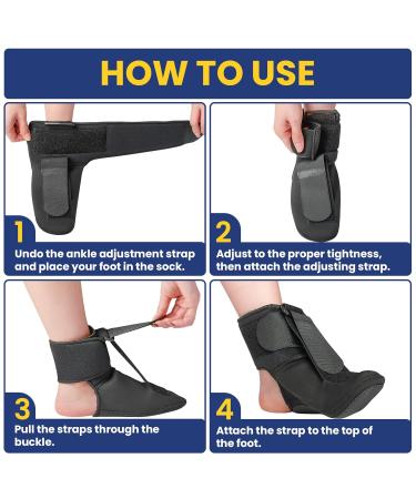 Plantar Fasciitis Brace Sock - Lightweight Night Splint for Foot Drop Ankle Support & Pain Relief - Adjustable Medium Size - Buy Online on GoSupps.com
