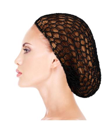 3-Piece Black Mesh Hair Net Set - Rayon Crochet Hair Nets, Knit Snood Hat, Crocheted Sleep Cap - Buy Online on GoSupps.com