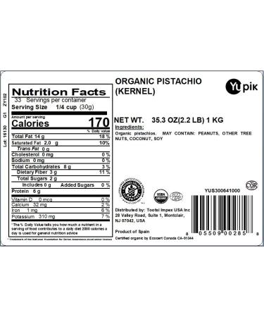 Yupik Organic Raw Pistachio Kernels 2.2 lb - Non-GMO, Vegan, Gluten-Free - Buy Online on GoSupps.com