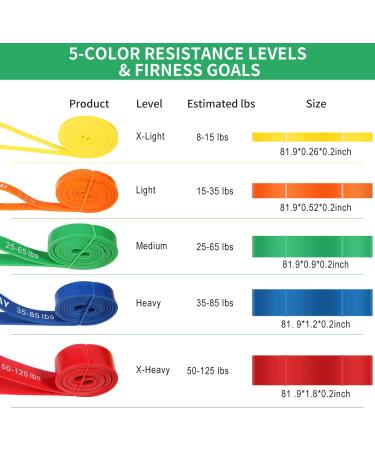 WIKDAY Resistance Bands Set for Exercise - Heavy Duty Pull Up Bands with Door Anchor - Elastic Bands for Body Stretching - Crossfit Training at Home Gym - Men & Women - Multi Color - Buy Online on GoSupps.com