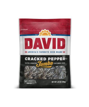 DAVID Roasted and Salted Cracked Pepper Jumbo Sunflower Seeds, Keto Friendly, 5.25 oz - Buy Online on GoSupps.com