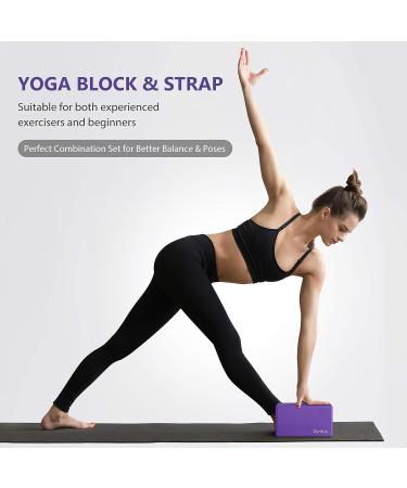 Syntus Yoga Block and Strap Set - 2 EVA Foam Non-Slip Blocks + 8FT D-Ring Strap for Yoga, Fitness, Pilates - Purple - Buy Online on GoSupps.com