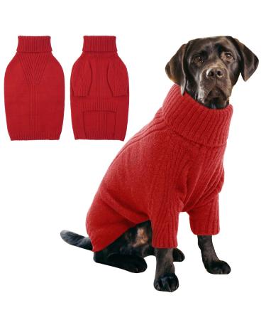 Iecoii dog sweater sweater for dogs dog sweater for small medium-sized large dogs warm turtleneck dog sweater winter dog clothing for cats chihuahua French bulldog Labrador XXXX-Large red