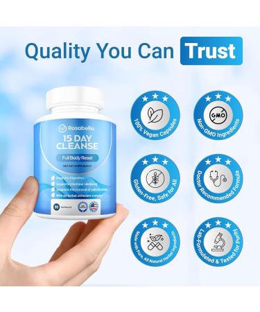 Rosabella 15 Day Cleanse Full Body Detox & Colon Cleanse for Men & Women Gut Cleanse Detox Pills for Digestive Health & Bloating Relief Doctor-Formulated Non-GMO 30 Vegan Capsules 30 Count (Pack of 1) - Buy Online on GoSupps.com