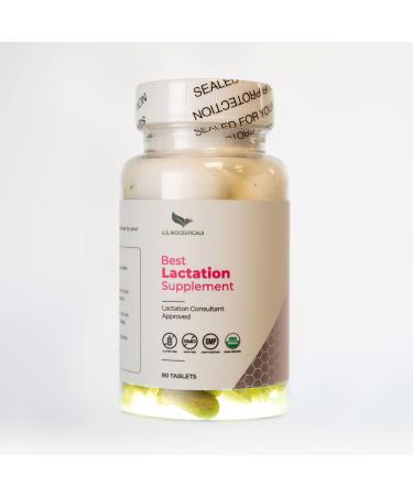 U.S. Bioceuticals Organic Best Lactation Supplement Tablets - Goats Rue, Blessed Milk Thistle, Fenugreek - Lactation Consultant Approved - Laboratory Tested - cGMP Manufacturing