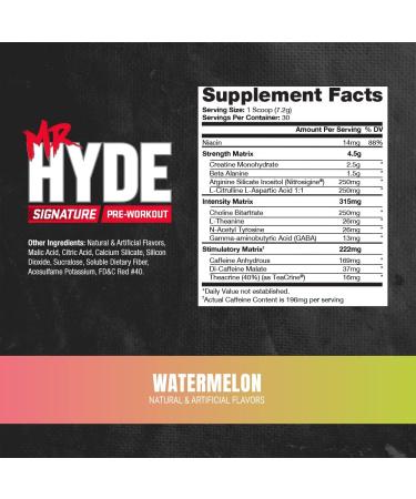 ProSupps Mr. Hyde Signature Series Pre-Workout Energy Drink - Watermelon Flavor | 30 Servings | Intense Energy, Focus & Pumps with Beta Alanine, Creatine, Nitrosigine & TeaCrine - Buy Online on GoSupps.com