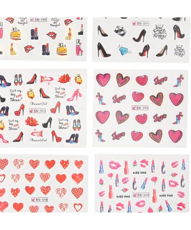 Nail Decal Nail Art Sticker Lipstick High Heels Pattern Self Adhesive for Home for Nail Salon for Natural Nail for Artificial Nail - Buy Online on GoSupps.com
