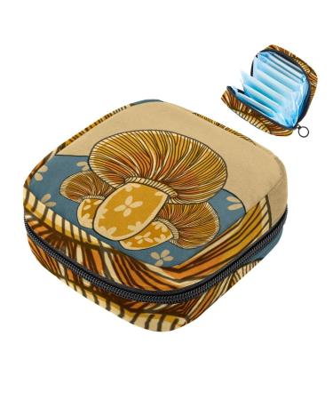 Women's napkin storage bag with wild mushroom pattern portable for menstruation cups with zipper for teenagers girls women women color 3