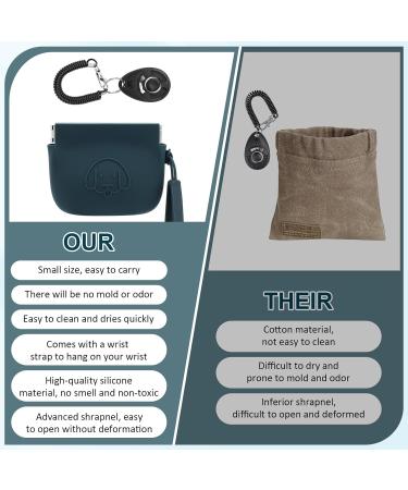 Silicone Dog Treat Pouch with Clicker - Dark Green | Pet Training Bag for Dog & Cat | Pocket Size, Easy to Clean & Odorless - Buy Online on GoSupps.com
