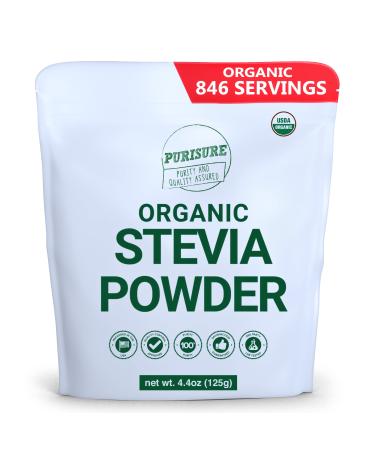 All Natural Organic Stevia Powder 125g, Highly Concentrated Pure Extract, No Fillers, Additives or Artificial Ingredients, Bulk Powdered Zero-Calorie Sweetener, Best Sugar Substitute, 846 Servings by PuriSure