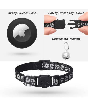 Shop Adjustable Airtag Cat Neck Band with Bell | Reflective Kitten Collar Holder | Safety Buckle for Cats | 17.8-30.5 cm - Violet - Buy Online on GoSupps.com