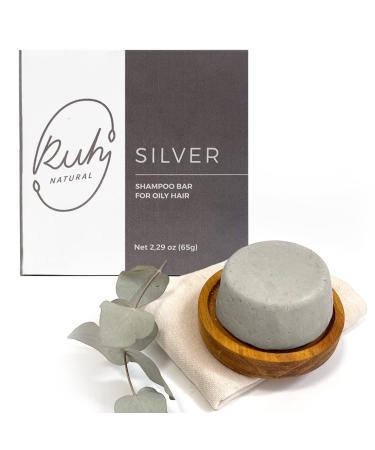 Ruh Natural Shampoo Bar for Oily Hair Handmade Sulfate Free Shampoo Bars with Bentonite Clay and Gardenia Sent Vegan and Zero-Waste Eco-Friendly Silver (1ct)