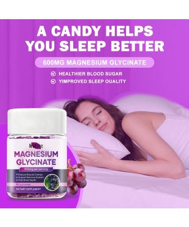 Magnesium Glycinate Gummies 600mg - Sugar Free Raspberry Chews with L-Threonate Vitamin D3 & B6 - Supports Relaxation Sleep & Nervous System Health - 90 Gummies (Grape) 1 Count (Pack of 1) - Buy Online on GoSupps.com