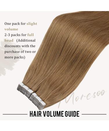 Shop Moresoo Real Hair Tape Extensions - Brown #17 20 Inch 20pcs/50g - Premium Tape in Human Hair Weft for Natural Look - Buy Online on GoSupps.com