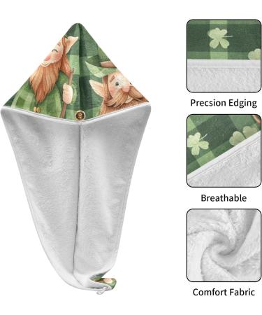 Super Absorbent Saint Patrick's Day Gnome Hair Towel 2 Pack - Quick Dry Hair Turbans for Women & Girls - Buy Online on GoSupps.com