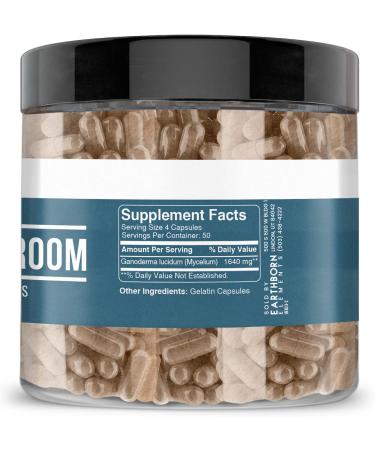 Earthborn Elements Reishi Mushroom 200 Capsules Pure & Undiluted No Additives 200 Count (Pack of 1) - Buy Online on GoSupps.com