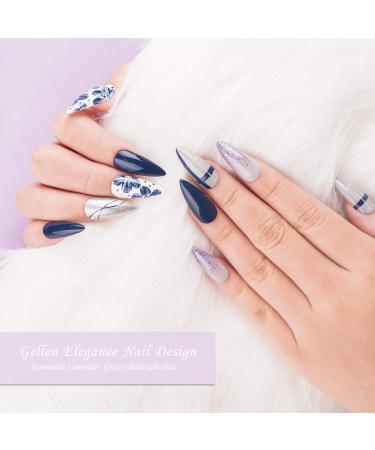 Gellen Gel Nail Polish Kit - Soft Lavender, Grays, White, Midnight Blue - 6 Colors, Metallic Glitters - Salon/Home Gel Manicure Set - Buy Online on GoSupps.com