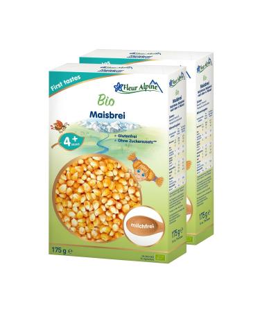 Fleur Alpine Bio Babybreis Mais 2 Series - Delicious breakfast porridge |Nutritious and gluten -free |Easy preparation |Baby food 4+ months without adding sugar |2x7 portions of corn 175 g (2 Pack) - Buy Online on GoSupps.com