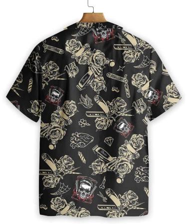 HYPERFAVOR Skull Barber Shirts for Men- Casual Short Sleeve Barber Skull Shirt Men- Barber Hawaiian Shirts for Men Large V3 - Buy Online on GoSupps.com