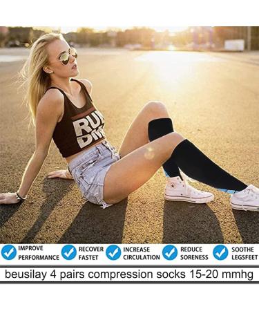 Beusilay 8 Pairs Compression Stockings for Men & Women | 15-20 mmHg Support Socks for Running Travel Sports Pregnancy & More - Buy Online on GoSupps.com