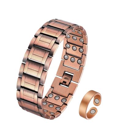 Jecanori 3X Ultra Strength Copper Magnetic Bracelet Copper Bracelet with 57 Magnets(3500 Gauss).Adjustable Wristband Brazaletes with Free Adjustt Tool and Jewelry Gift Box