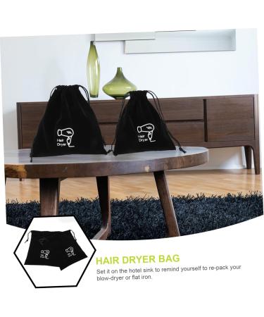 BIUDECO 2pcs Storage Bag Drawstring Closure Cover Makeup Storage Organizer Mini Hairdryer Bag Velvet Black - Buy Online on GoSupps.com