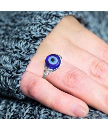 Wire Wrapped Demon Eye for Women | Trendy Blue Eye Bead Handmade Dainty Silver Gold Wire Wrapped for Girls Silver No. 6 - Buy Online on GoSupps.com