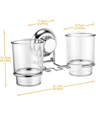 Maxhold Suction Screw Toothbrush Cup Holder | 2 Tooth Plaster Cups | Rust-Free Stainless Steel | No Drill Kitchen & Bathroom Storage - Buy Online on GoSupps.com
