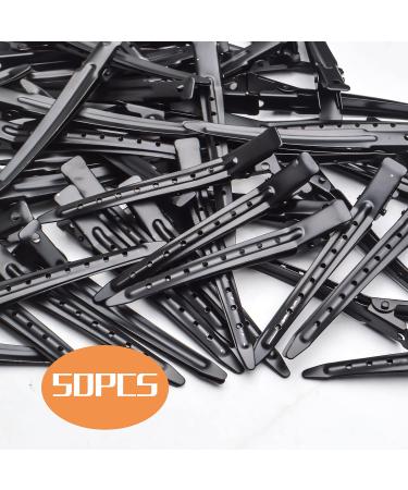 50pcs Black Metal Duck Bill Alligator Hair Clips - 3.5 Inches - Hair Styling Sectioning Roller Clips for Salon and Women Girls Accessories - Buy Online on GoSupps.com