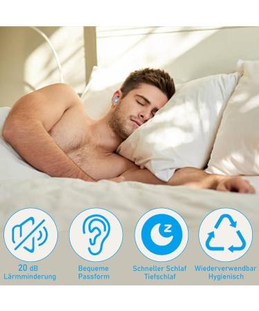 High-Quality Silicone Ear Plugs for Sleeping | 20 dB Noise Insulation | Soft & Reusable | Ideal for Travel Concerts & Snoring - 1 Pair (Blue) - Buy Online on GoSupps.com