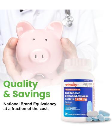 Buy Timely Guaifenesin 1200 mg - Maximum Strength Mucus Relief Tablets | 70 Count - 12 Hour Relief for Chest Congestion | International Shipping - Buy Online on GoSupps.com