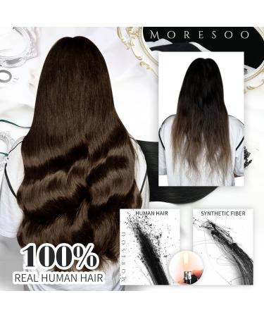Moresoo Microring Extensions - Real Hair Dark Brown 45 cm | Remy Loop Extensions #4 | Easy Application Microrings 1g/s 50g - Buy Online on GoSupps.com